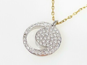 スワロフスキー　SWAROVSKI 　月　ムーン　ネックレス　ラインストーン　ゴールドカラー×シルバカラー　YAS-4086