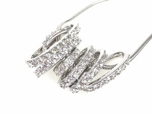 美品　スワロフスキー　SWAROVSKI　7連リングトップ　スネークチェーン　ネックレス　シルバーカラー　YAS-8600