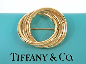 希少　ティファニー　TIFFANY　トリプルサークル　ブローチ　幅2.8cm　14K/イエローゴルド　4.1g　YAS-5982