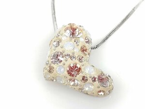 スワロフスキー　SWAROVSKI　クリスタル　ハート　スネークチェーン　ネックレス　ホワイト/クリアピンク/シルバーカラー　YAS-11019