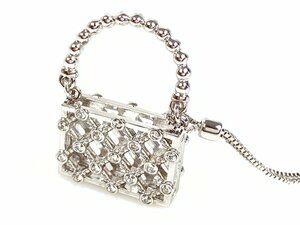 美品　スワロフスキー　SWAROVSKI　クリスタル　ハンドバッグ　デザイン　ベネチアンチェーン　ネックレス　シルバーカラー　YAS-11168