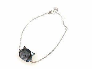 美品　スワロフスキー　SWAROVSKI　クリスタル　キャット/猫　ブレスレット　クリアグリーン×シルバーカラー　YAS-10721