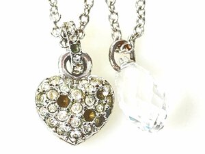 スワロフスキー　SWAROVSKI　クリスタル　ハート　ダブルチェーン　ネックレス　クリア×シルバーカラー　YAS-10490