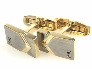 イヴ・サンローラン　YSL　ロゴ　カフス　カフリンクス　艶消しシルバーカラー×ゴールドカラー　YMA-1193