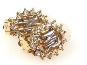  beautiful goods Nina Ricci NINA RICCI Logo earrings Gold color × silver color × rhinestone YAS-1564