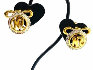 Nina Ricci NINA RICCI NR Logo Circle rhinestone earrings Gold color YAS-9788