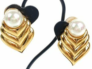  Nina Ricci NINA RICCI leaf | leaf earrings fake pearl Gold color YAS-11190