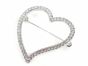 美品　スワロフスキー　SWAROVSKI 　クリスタル　ハート　ブローチ　シルバーカラー　YAS-6095