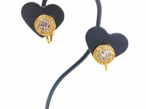  Nina Ricci NINA RICCI NR Logo rhinestone round earrings silver color × Gold color YAS-9505