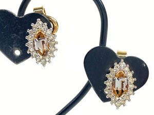  Nina Ricci NINA RICCI leaf | leaf motif rhinestone earrings Gold color YAS-11040