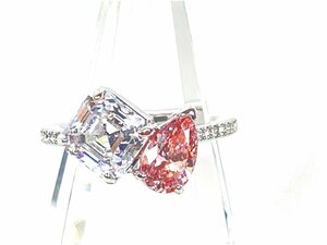  прекрасный товар Swarovski SWAROVSKI crystal квадратное . кольцо кольцо размер печать 50/ полный размер 9 номер розовый × серебряный цвет YAS-11092