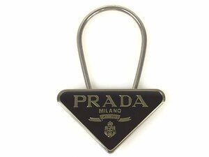  Prada PRADA triangle plate Logo key ring key holder black / black YAS-8586