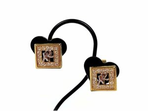  Nina Ricci NINA RICCI NR Logo square rhinestone earrings Gold color × silver color YAS-10844