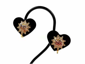  Nina Ricci NINA RICCI NR Logo flower | flower rhinestone earrings Gold color × silver color YAS-10637