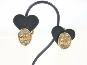  Nina Ricci NINA RICCI Logo rhinestone earrings silver color × Gold color YAS-8082