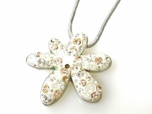 スワロフスキー　SWAROVSKI　クリスタル　フラワー　スネークチェーン　ネックレス　ホワイト/クリアピンク/シルバーカラー　YAS-10786