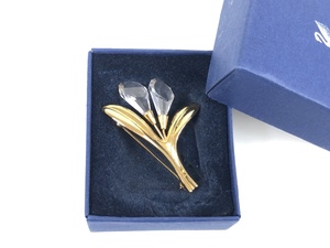  не использовался Swarovski SWAROVSKI crystal цветок брошь Gold цвет YAS-5226