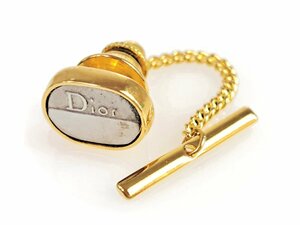 クリスチャン・ディオール　Christian Dior　ロゴ　タイタック　ネクタイピン　艶消しシルバーカラー×ゴールドカラー　YMA-1569