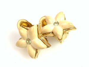  Nina Ricci NINA RICCI flower 1P Stone earrings cream × Gold color YAS-9021