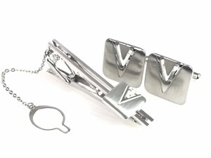 Vデザイン　スクエアモチーフ　ネクタイピン　カフス　セット　SILVER/シルバー　YMA-1172