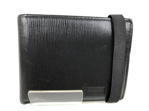 カルバンクライン　Cakvin　Klein　レザー　二つ折り財布　ブラック　黒　メンズ　YS-230