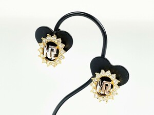  beautiful goods Nina Ricci NINA RICCI Logo rhinestone earrings Gold color YAS-4302