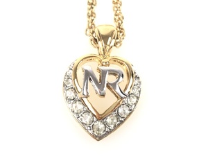  Nina Ricci NINA RICH Logo Heart necklace width 1.5cm rhinestone × Gold color YAS-4198