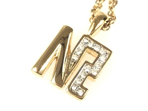  Nina Ricci NINA RICCI Logo rhinestone necklace Gold color YAS-4022