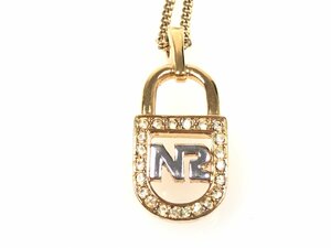  Nina Ricci NINA RICCI rhinestone katena type top necklace Gold color YAS-8607