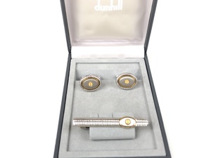  beautiful goods Dunhill dunhill d Logo necktie pin cuffs set silver color × Gold color YMA-333