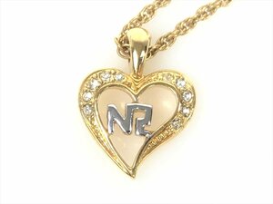  beautiful goods Nina Ricci NINA RICCI Heart Logo rhinestone necklace Gold color × silver color YAS-8200