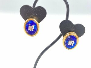  Nina Ricci NINA RICCI NR logo design earrings blue × Gold color YAS-11236