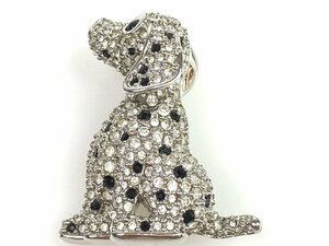 スワロフスキー　SWAROVSKI　クリスタル　ブローチ　ドッグ／犬　縦：約3.5cm　シルバーカラー　YAS-11226