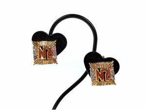  Nina Ricci NINA RICCI NR Logo square rhinestone earrings Gold color YAS-10764