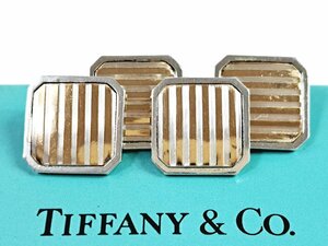  редкий Tiffany TIFFANY Vintage полоса запонки кафф links серебряный 925 YAS-6048