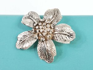 希少　ティファニー　TIFFANY　ヴィンテージ　フラワー　ブローチ　幅2.8cm　シルバー925　YAS-9773