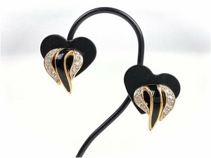  beautiful goods Nina Ricci NINA RICCI rhinestone earrings length :1.5cm black × Gold color YAS-10123