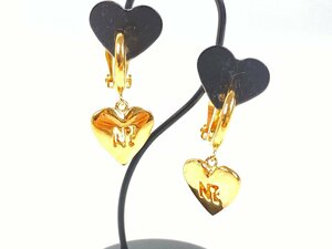  Nina Ricci NINA RICCI NR Logo Heart earrings Gold color YAS-10656