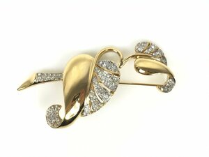  Nina Ricci NINA RICCI leaf rhinestone brooch Gold color YAS-10851