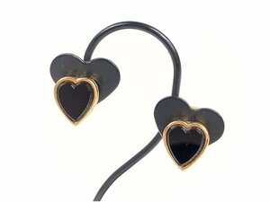  Nina Ricci NINA RICCI Heart earrings length 1.2cm black × Gold color YAS-10347