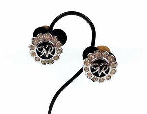  Nina Ricci NINA RICCI NR Logo flower | flower rhinestone earrings black × silver color YAS-10627
