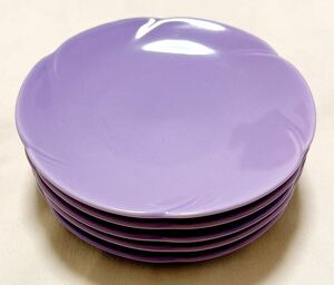 和食器　陶磁器　薄紫　花形小皿5枚