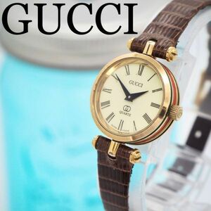 106[ beautiful goods ]GUCCI Gucci clock lady's wristwatch box attaching Sherry line 