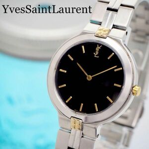 122 Yves Saint-Laurent clock men's wristwatch black Gold rare boys 