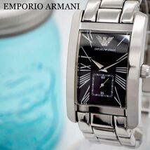 545 【美品】エンポリオアルマーニ時計　メンズ腕時計　シルバー　ブラック　人気_画像1