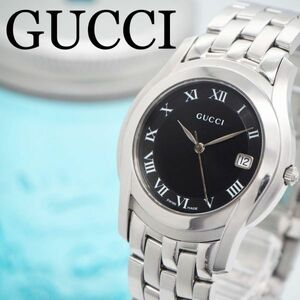 55 GUCCI Gucci clock men's wristwatch black calendar simple popular 