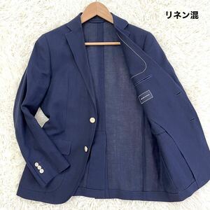  The suit Company [ finest quality. linen.] tailored jacket Anne navy blue 2B navy center vent book@ cut feather light weight spring summer S THE SUIT COMPANY