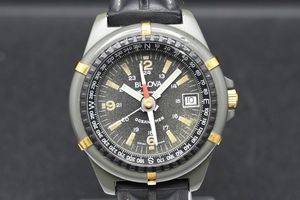 ジャンク BULOVA OCEANTIMER Ref:11814 ブローバ オーシャンタイマー 黒文字盤 コンパス付 デイト 自動巻き メンズ 腕時計 ■ 24352