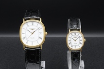 LONGINES Quartz Les Grandes Classiques 7127/7125 ロンジン ペアウォッチ ローマ 白文字盤 2本セット クォーツ ■24519_画像1