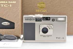 外観美品 MINOLTA TC-1 / G-ROKKOR 28mm F3.5 ミノルタ フィルムカメラ AFコンパクト 箱 説明書付 ■24796